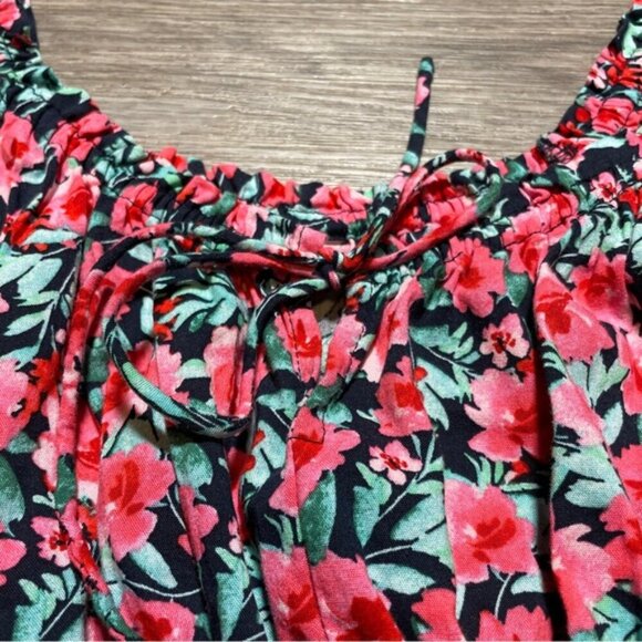 Floral Smocked Peplum Women Blouse XS Puff Sleeve Top Boho Cottagecore Romantic - Picture 5 of 5